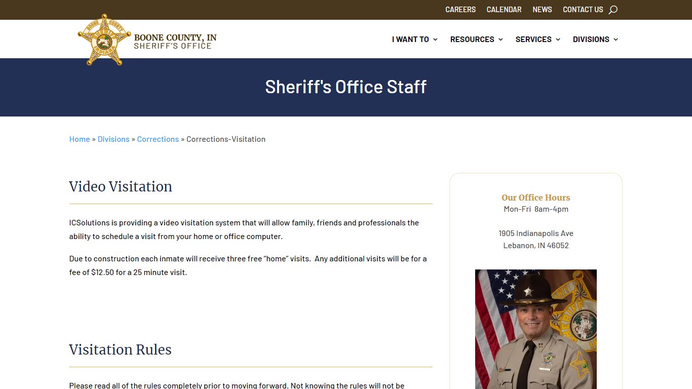 Corrections-Visitation - Boone County Sheriff, Indiana