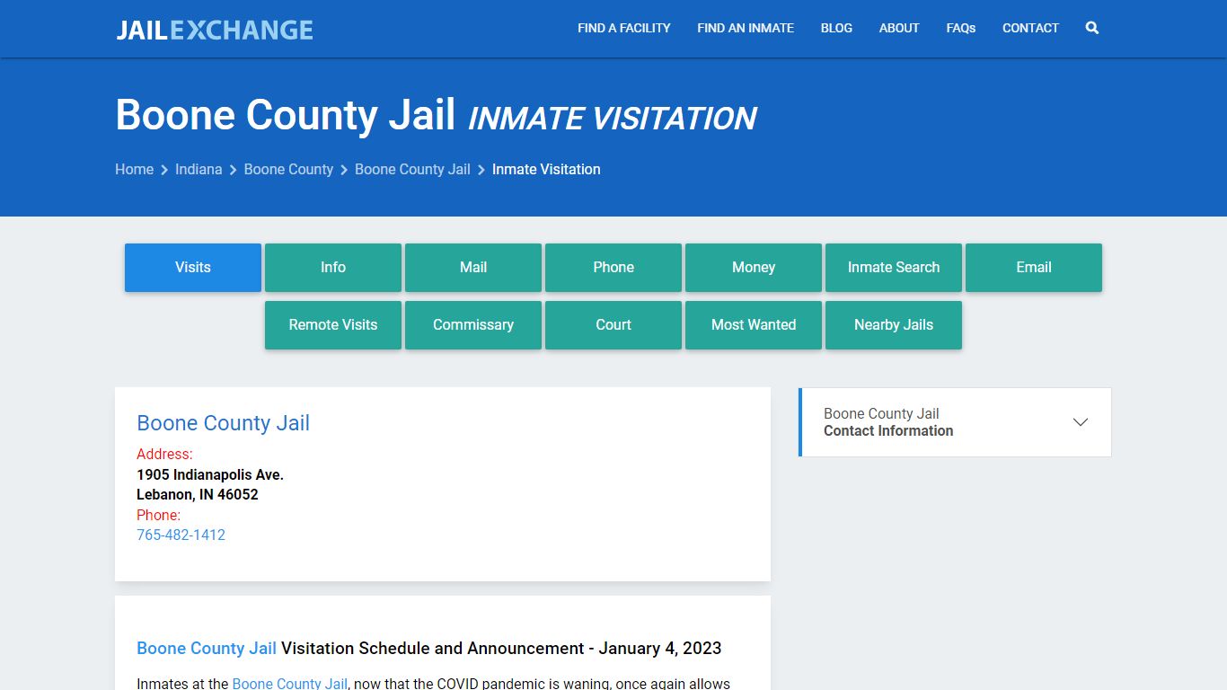 Inmate Visitation - Boone County Jail, IN - Jail Exchange